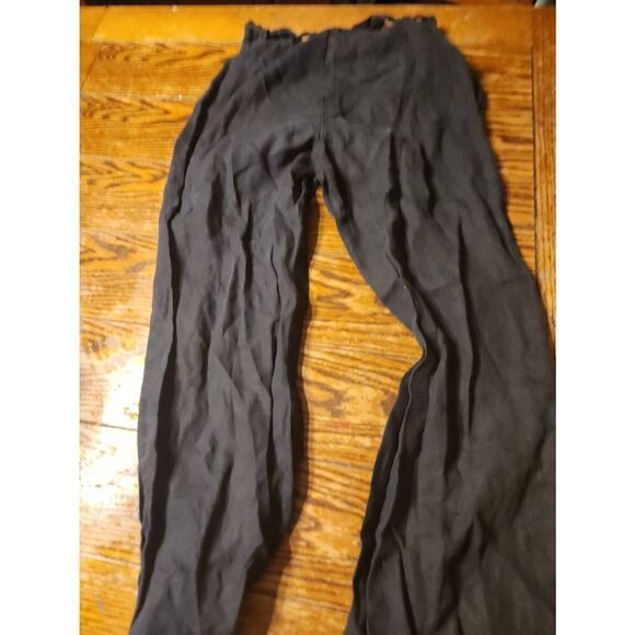 REFORMATION 100% Linen High Waisted Belted Saylor Pants in Black sz 6 - Picture 4 of 4